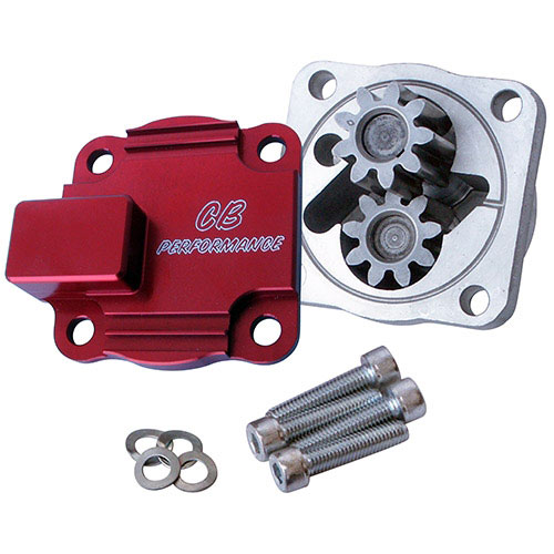 1861 Maxi 30 Full Flow Oil Pump with Red Anodized Billet Cover with 3/8''  outlet (to '70)