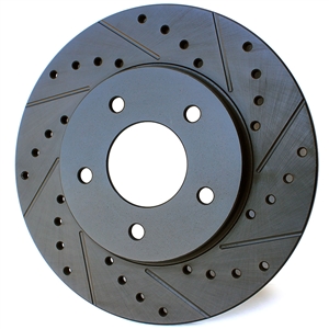 Black Cross-Drilled & Slotted Rotor