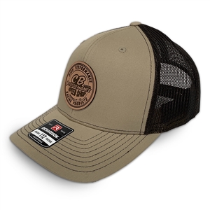 8022 Khaki / Coffee Mesh Hat - Round Speed Shop Patch (Snapback)