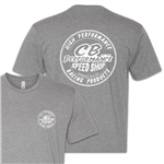 CB Speed Shop Round Logo T-Shirt - Dark Heather Grey (specify size)